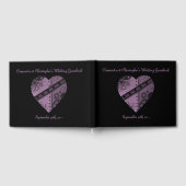 美しい紫色のスチームパンクハートオン黒 ゲストブック (全面)