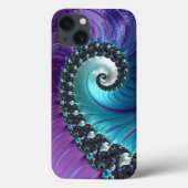 美しい紫色のターコイズグラデーションスパイラルフラクタル Case-Mate iPhoneケース (裏面)