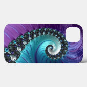 美しい紫色のターコイズグラデーションスパイラルフラクタル Case-Mate iPhoneケース (裏面 (横))
