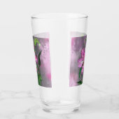 美しい紫色のピンクのユリの花ガラス絵画の タンブラーグラス (右)