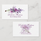 美しい紫色のポピー「髪とメイクアップ」スタイリスト 名刺 (正面/裏面)