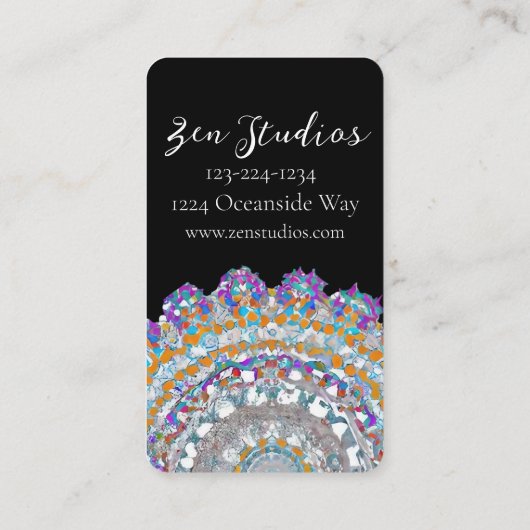 美しい紫色のマンダラヨガビジネスカード 名刺 (裏面)