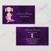 美しい紫色のヨガガガールメディテーション 名刺 (正面/裏面)
