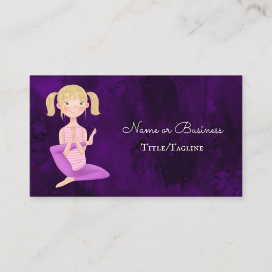 美しい紫色のヨガガガールメディテーション 名刺 (正面)