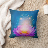 美しい紫色のロータス、ランドスケープ青 クッション (ブランケット)