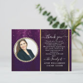 美しい紫色の写真葬式サンキューカード サンキューカード (スタンド正面)