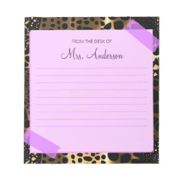 美しい紫色の机から先生 ノートパッド