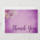 美しい紫色の水色フローラ サンキューカード (正面)