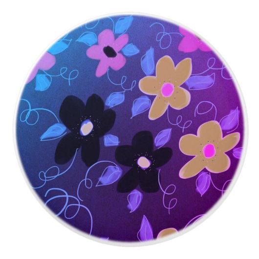 美しい紫色の注入されたキャビネットプル セラミックノブ (正面)