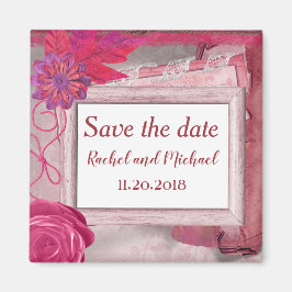 美しい紫色の素朴な日付を保存 マグネット