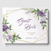 美しい紫色の色合いの花の幾何学的 ゲストブック (正面)