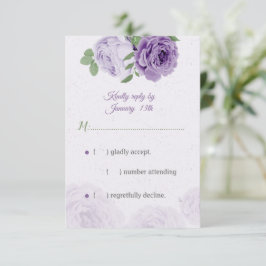 美しい紫色の花の緑の葉植物学RS 出欠カード