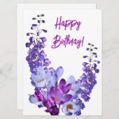 美しい紫色の花カラフルフローラ誕生日 シーズンカード (正面/裏面)