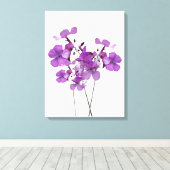 美しい紫色の花ミニマルモダンフローラ キャンバスプリント (インサイチュ (ウッドフロア))