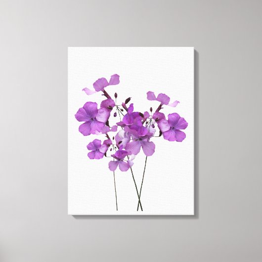 美しい紫色の花ミニマルモダンフローラ キャンバスプリント (正面)