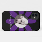 美しい紫色の花枠かわいい子犬の黒 Case-Mate iPhoneケース (裏面(横))