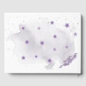 美しい紫色の花緑のリース ゲストブック (裏面)