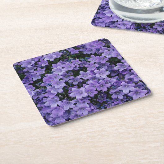 美しい紫色の花 スクエアペーパーコースター (アングル)