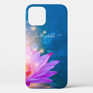 美しい紫色の蓮の花、湖、青、禅 iPhone 12ケース