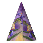 美しい紫色の虹彩花の造形芸術絵画の パーティーハット (裏面)
