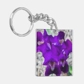 美しい紫色の虹彩 キーホルダー (正面左)