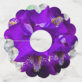 美しい紫色の虹彩 ワイングラスタグ (正面)