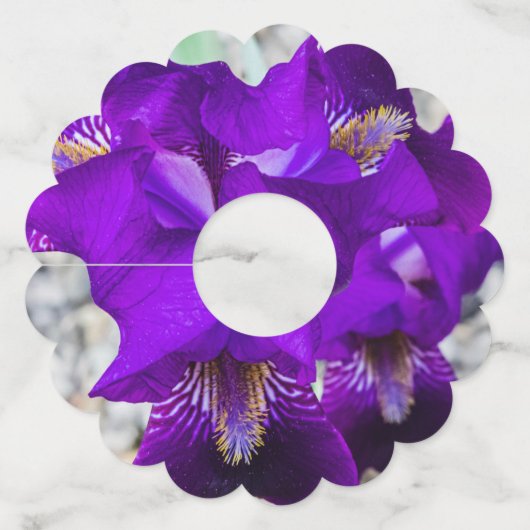 美しい紫色の虹彩 ワイングラスタグ (裏面)