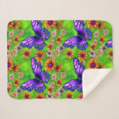 美しい紫色の蝶の花草原 シェルパブランケット (正面(横))