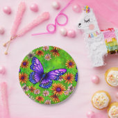 美しい紫色の蝶の花草原 ペーパープレート (パーティー)