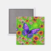 美しい紫色の蝶の花草原 マグネット (正面/裏面)