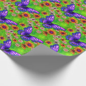 美しい紫色の蝶の花草原 ラッピングペーパー (角)