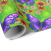 美しい紫色の蝶の花草原 ラッピングペーパー (ロールコーナー)