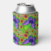 美しい紫色の蝶の花草原 缶クーラー (缶裏面)