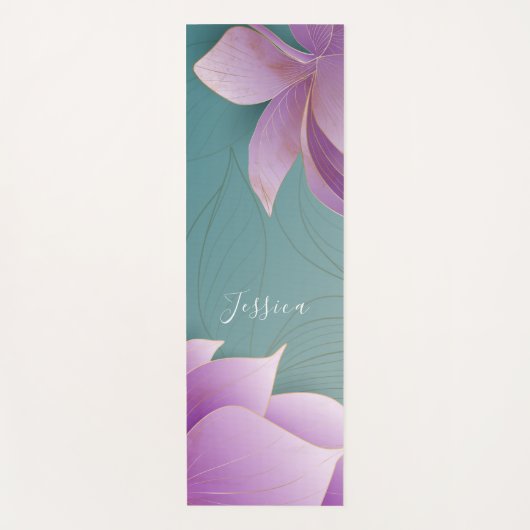 美しい紫蓮の花パーソナライズされたヨガM ヨガマット (正面)