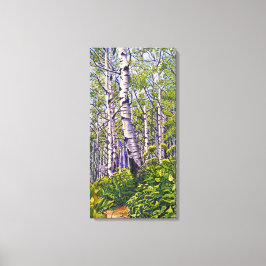 美しい紫鮮やかの緑の《植物》アスペンの木 キャンバスプリント