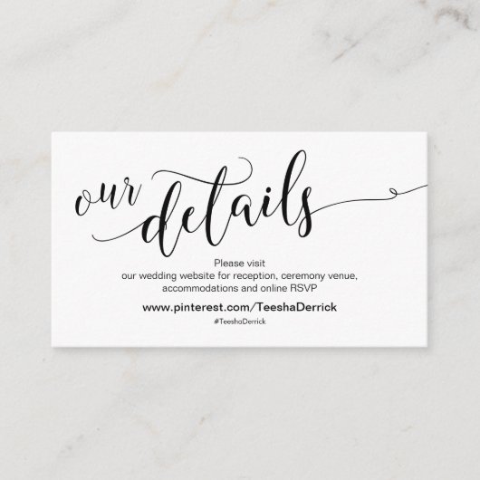 美しい結婚のWebサイトお祝い詳細 エンクロージャーカード (正面)