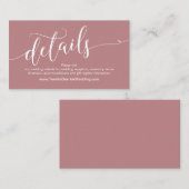 美しい結婚ウェブサイト詳細、ほこりっぽいバラ エンクロージャーカード (正面/裏面)