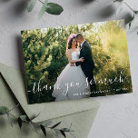 美しい結婚レタリング感謝していの写真 サンキューカード<br><div class="desc">新郎新婦の素晴らしいイメージを持つ美しいスクリプトデザイン。背面に個人感謝してい情報を追加する。</div>