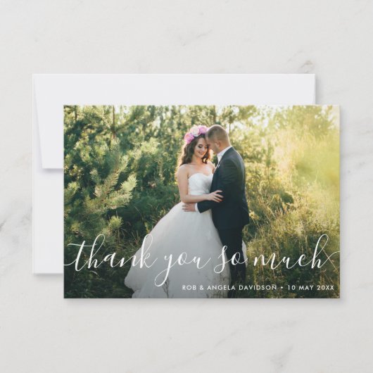 美しい結婚レタリング感謝していの写真 サンキューカード (正面)