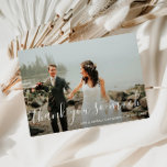 美しい結婚台本感謝していの写真 サンキューカード<br><div class="desc">新郎新婦の素晴らしいイメージを持つ美しいスクリプトデザイン。新入生のイメージとバックカラーと文字がパーソナライズされた可能。背面に個人感謝してい情報を追加する。</div>