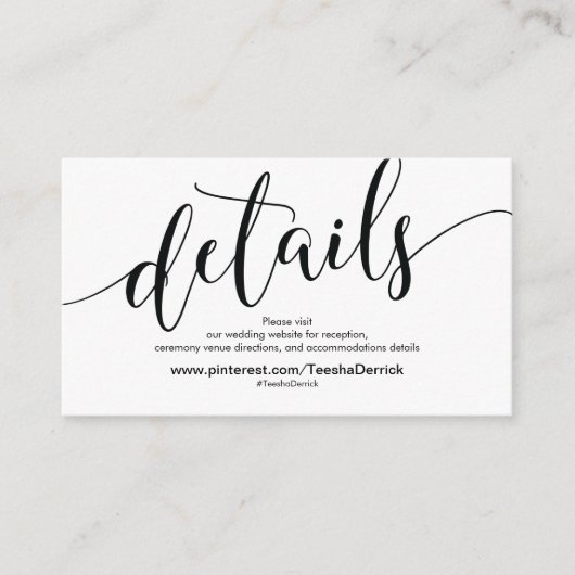 美しい結婚式のウェブサイトはエンクロージャカードを詳しく述べます エンクロージャーカード (正面)