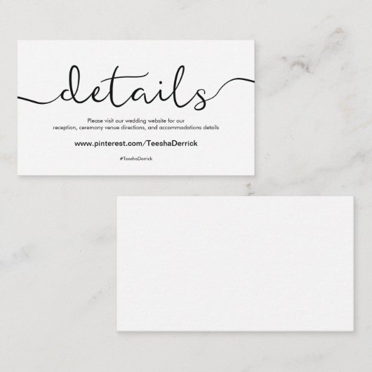 美しい結婚式のウェブサイトはエンクロージャカードを詳しく述べます エンクロージャーカード (正面/裏面)