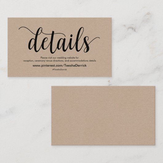 美しい結婚式のウェブサイトはエンクロージャカードを詳しく述べます エンクロージャーカード (正面/裏面)