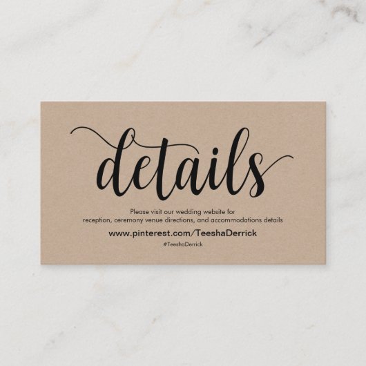 美しい結婚式のウェブサイトはエンクロージャカードを詳しく述べます エンクロージャーカード (正面)