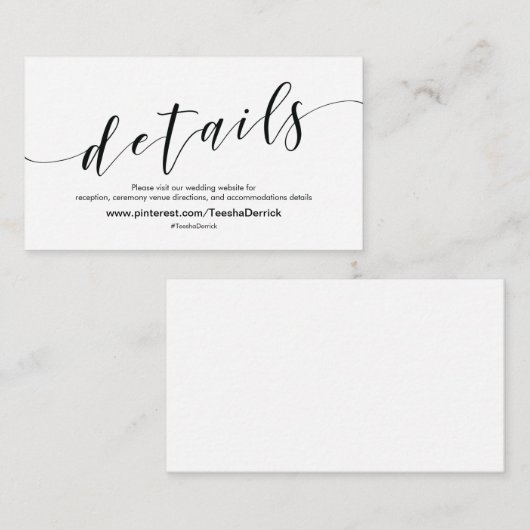 美しい結婚式のウェブサイトはエンクロージャカードを詳しく述べます エンクロージャーカード (正面/裏面)