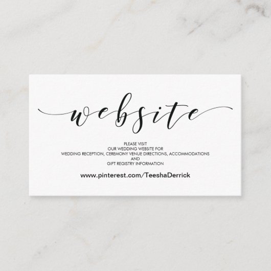 美しい結婚式のウェブサイトはエンクロージャカードを詳しく述べます エンクロージャーカード (正面)