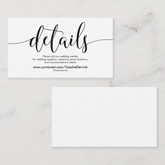 美しい結婚式のウェブサイトはエンクロージャカードを詳しく述べます エンクロージャーカード (正面/裏面)