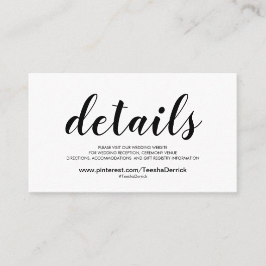 美しい結婚式のウェブサイトはエンクロージャカードを詳しく述べます エンクロージャーカード (正面)