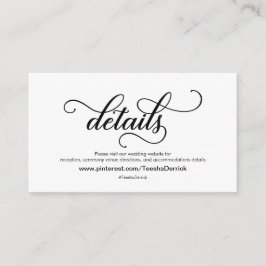 美しい結婚式のウェブサイト詳細同封カード エンクロージャーカード