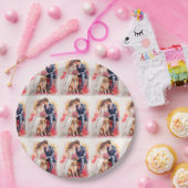 美しい結婚式のカップル 水彩画 ペーパープレート (パーティー)